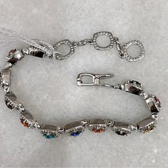 SWAROVSKI Multicolor Crystal Silver Link Bracelet - Picture 12 of 15